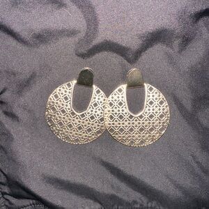 Gold metal logo large hoops